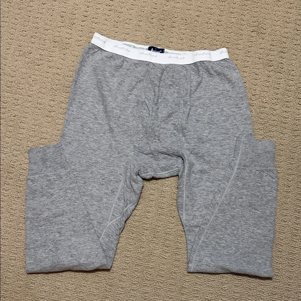 Duofold Set of Two Men's Gray & White Thermal Pants, Long Johns, Size XL.